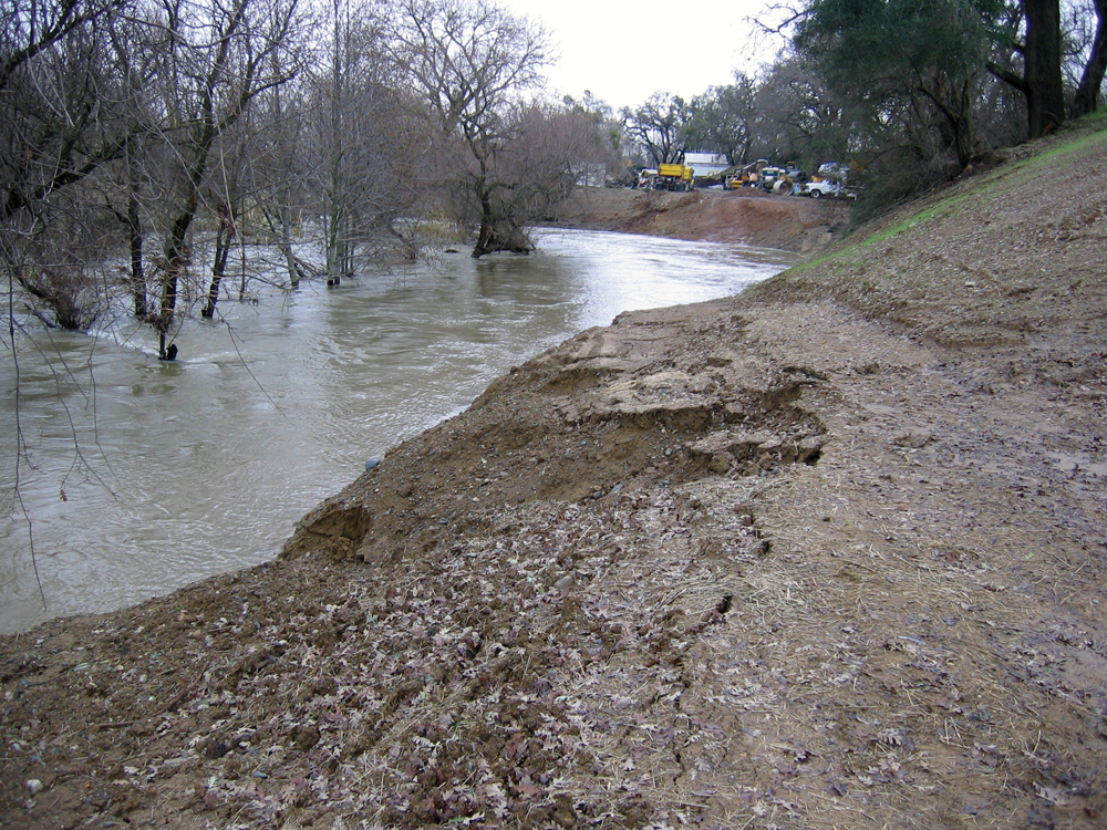 Erosion during flood, along Putah Creek Road