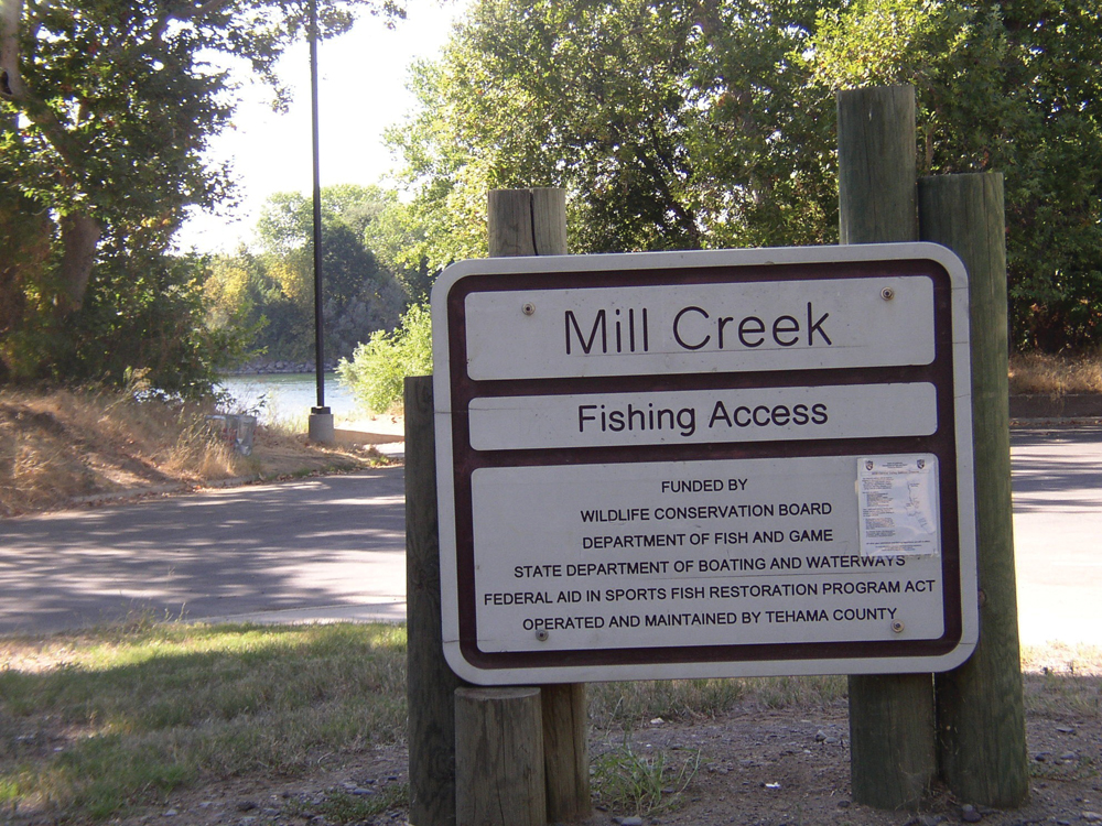 Mill Creek fishing access at the Sacramento River confluence